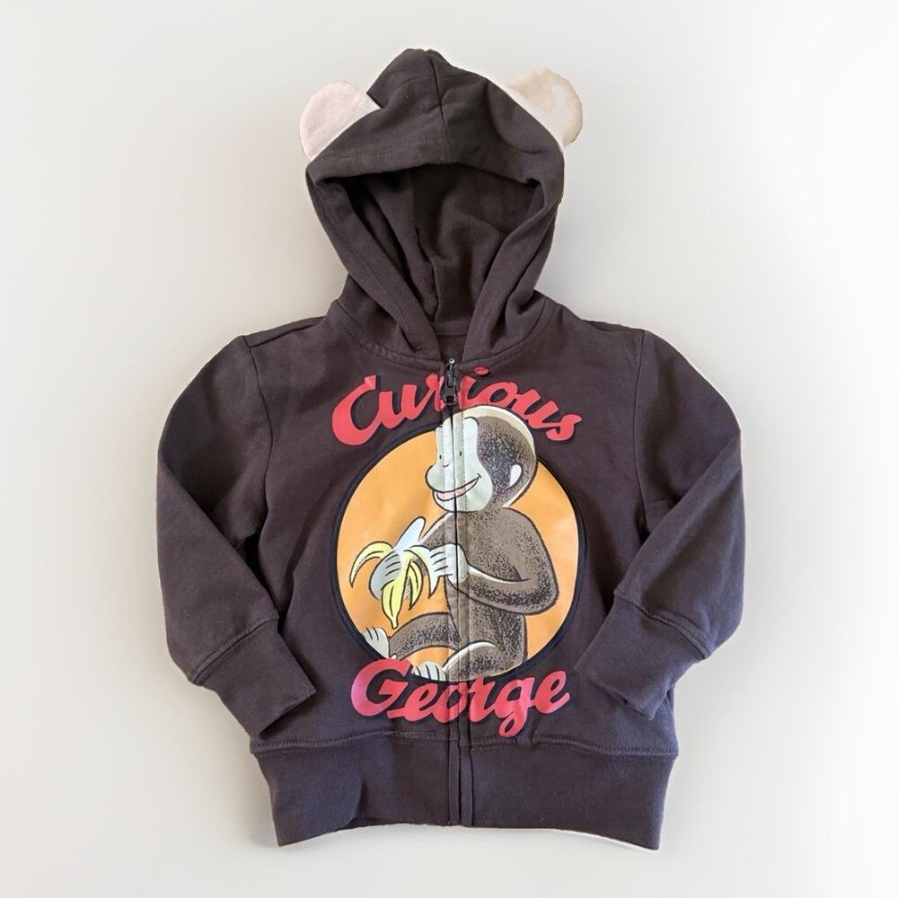 Vintage Curious George Little Boys Toddler Character Hoodie, Brown, 2T
